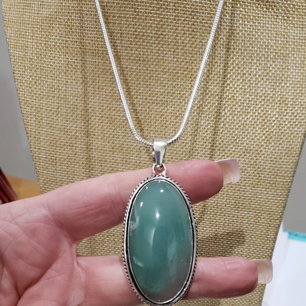 Lace Agate gemstone, 925 silver necklace